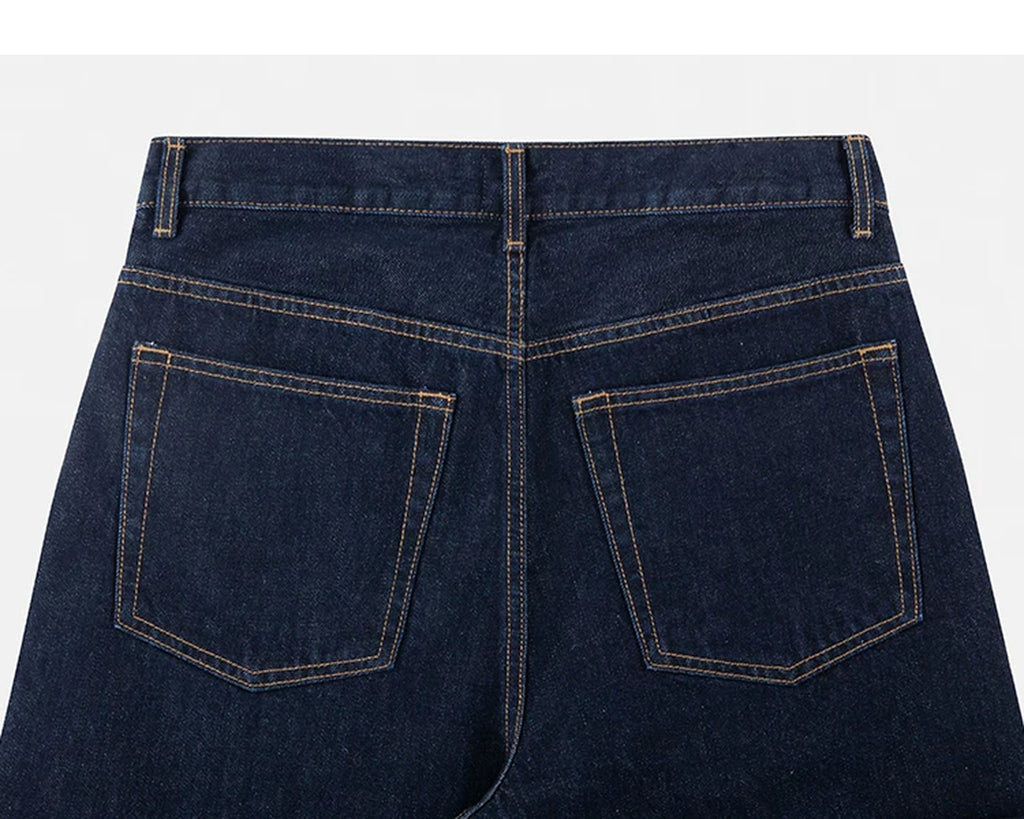 IDLT jeans, dark blue back waistband and pockets.
