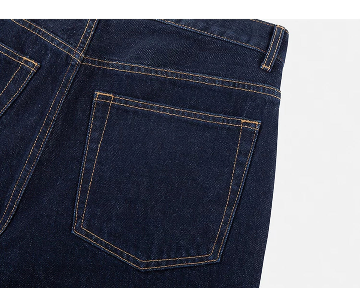 IDLT jeans, dark blue back pocket.