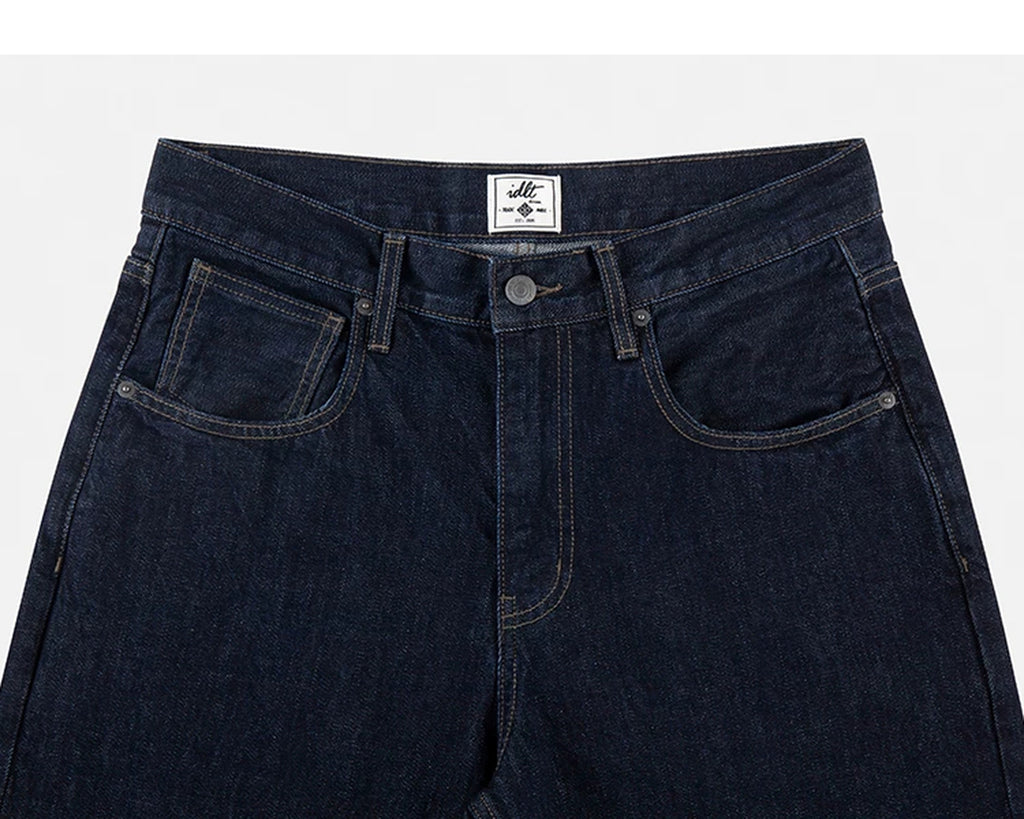 IDLT jeans, dark blue waistband and pockets.