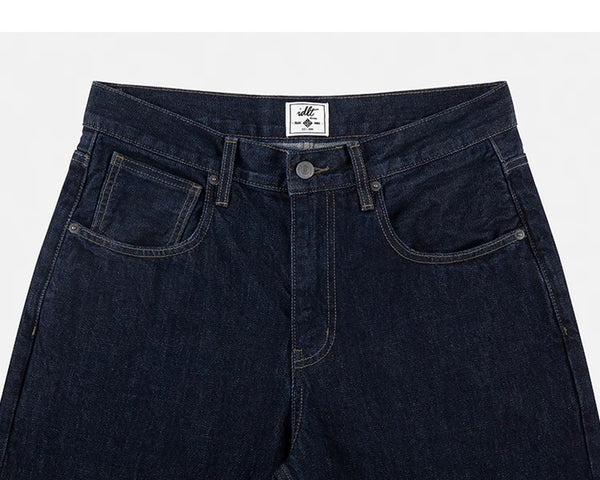 IDLT jeans, dark blue waistband and pockets.