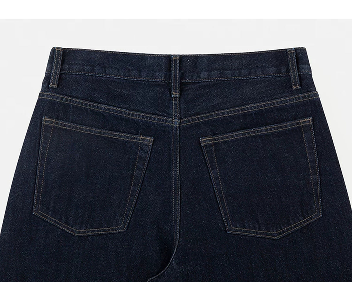 IDLT jeans, dark blue back waistband and pockets.