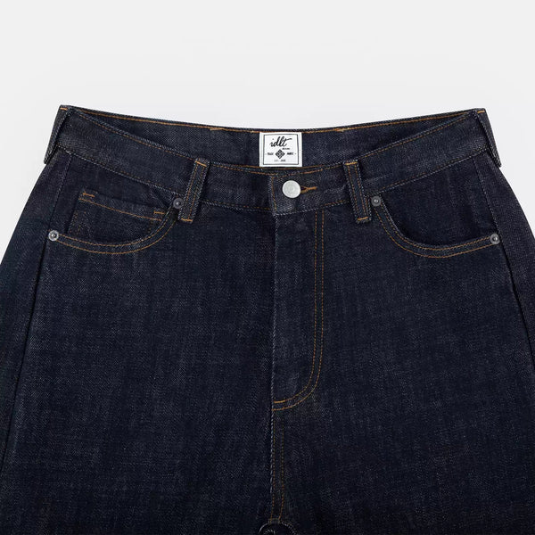 IDLT jeans, dark blue waistband overview.