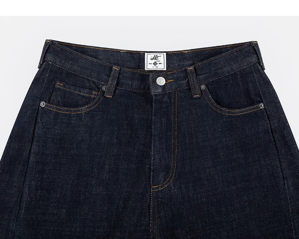 IDLT jeans, dark blue waistband and pockets.