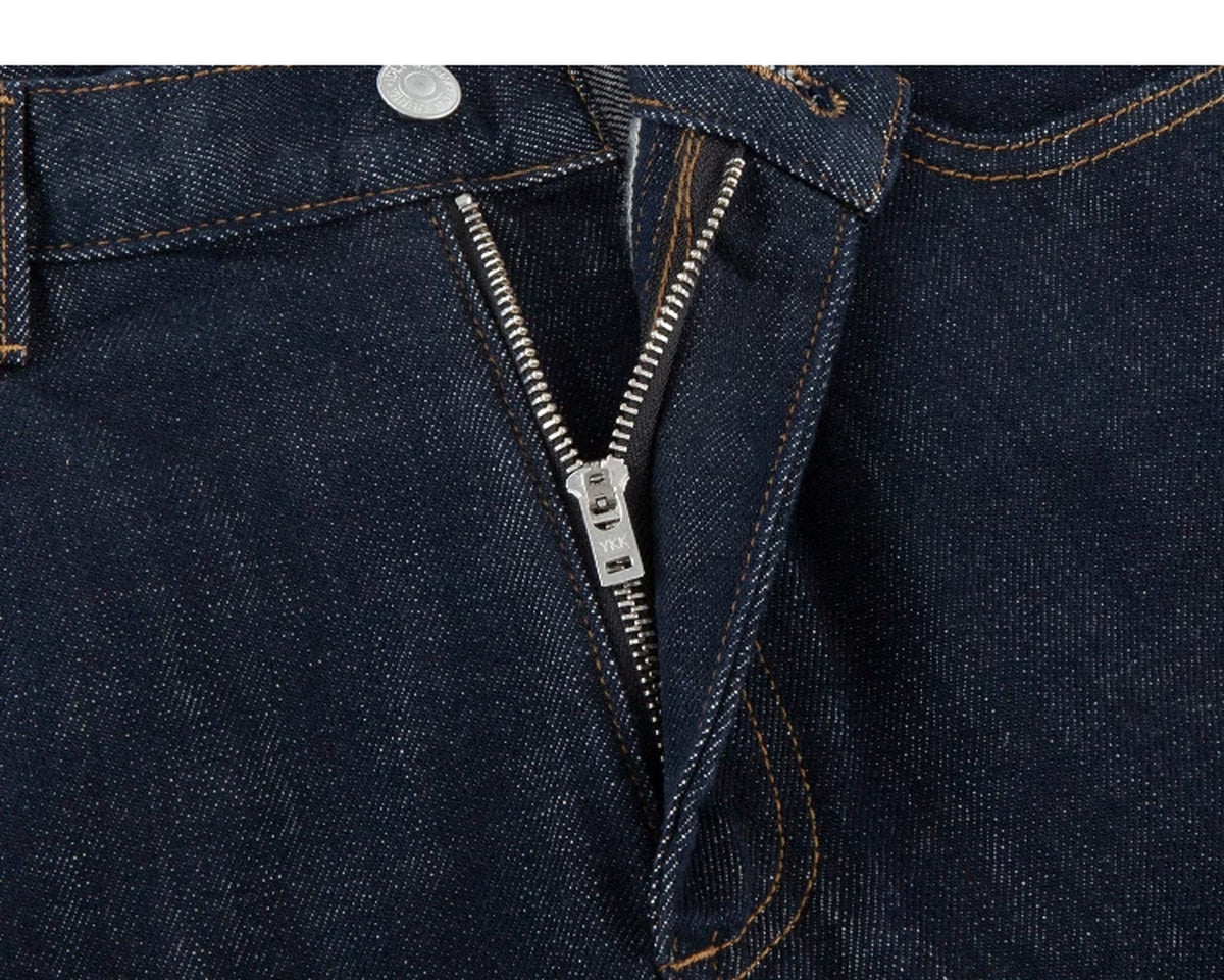 IDLT jeans, dark blue zip fly.