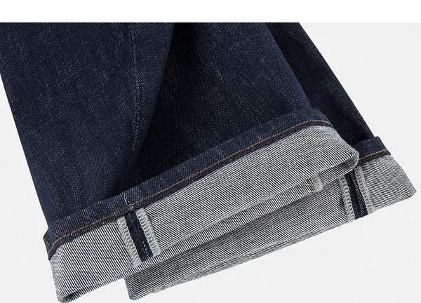 IDLT jeans, dark blue rolled hems.