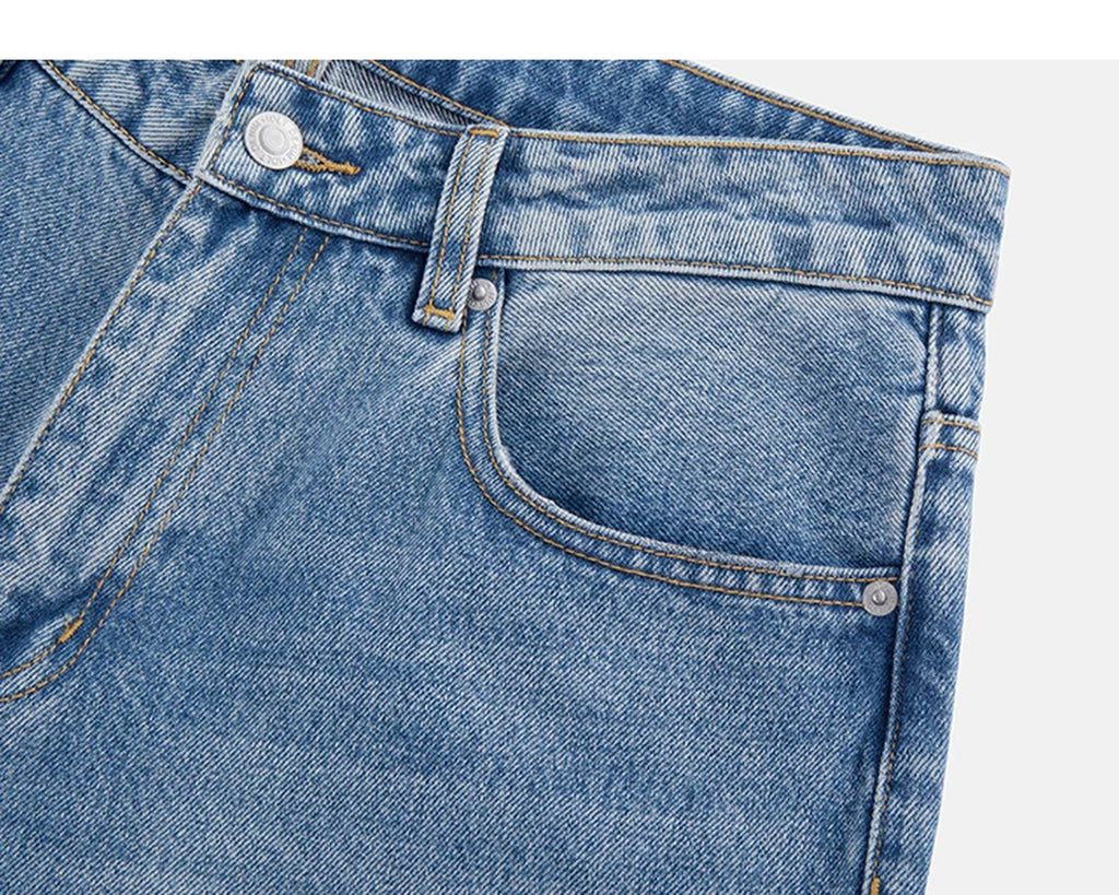 IDLT jeans, washed blue side pocket.