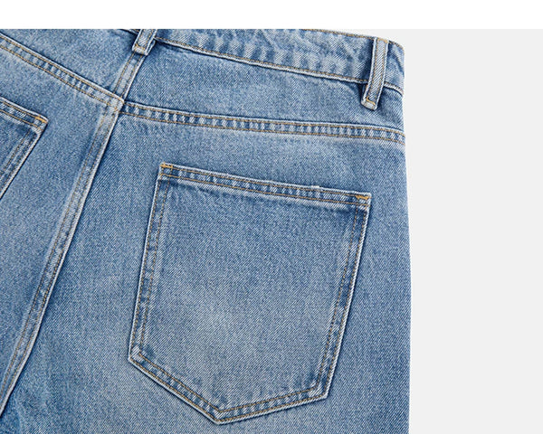 IDLT jeans, washed blue back pocket.