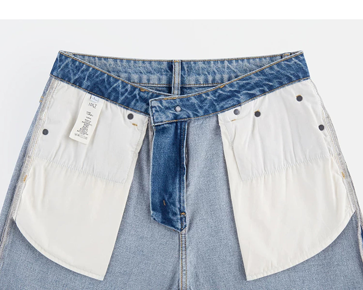 IDLT jeans, washed blue inner pockets.