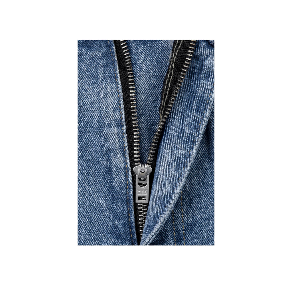 IDLT jeans, washed blue zip fly.