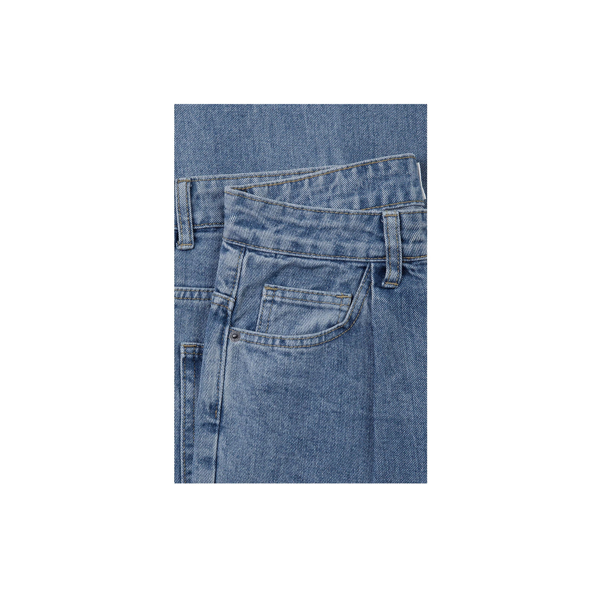 IDLT jeans, washed blue coin pocket and waistband.