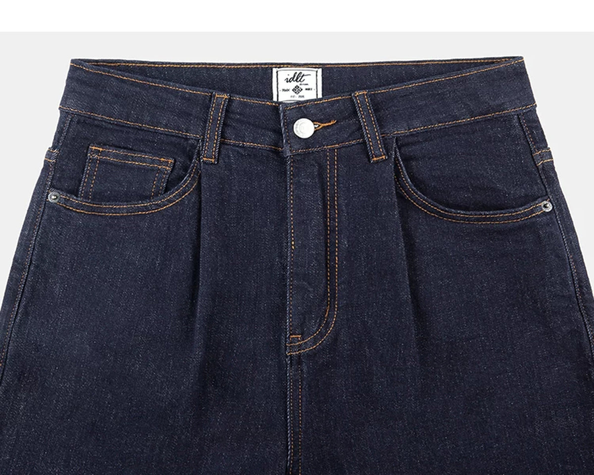 IDLT jeans, dark blue waistband and pockets.