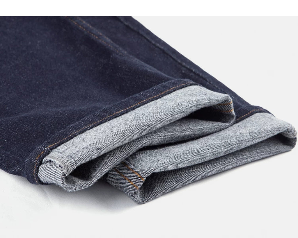 IDLT jeans, dark blue rolled hems.