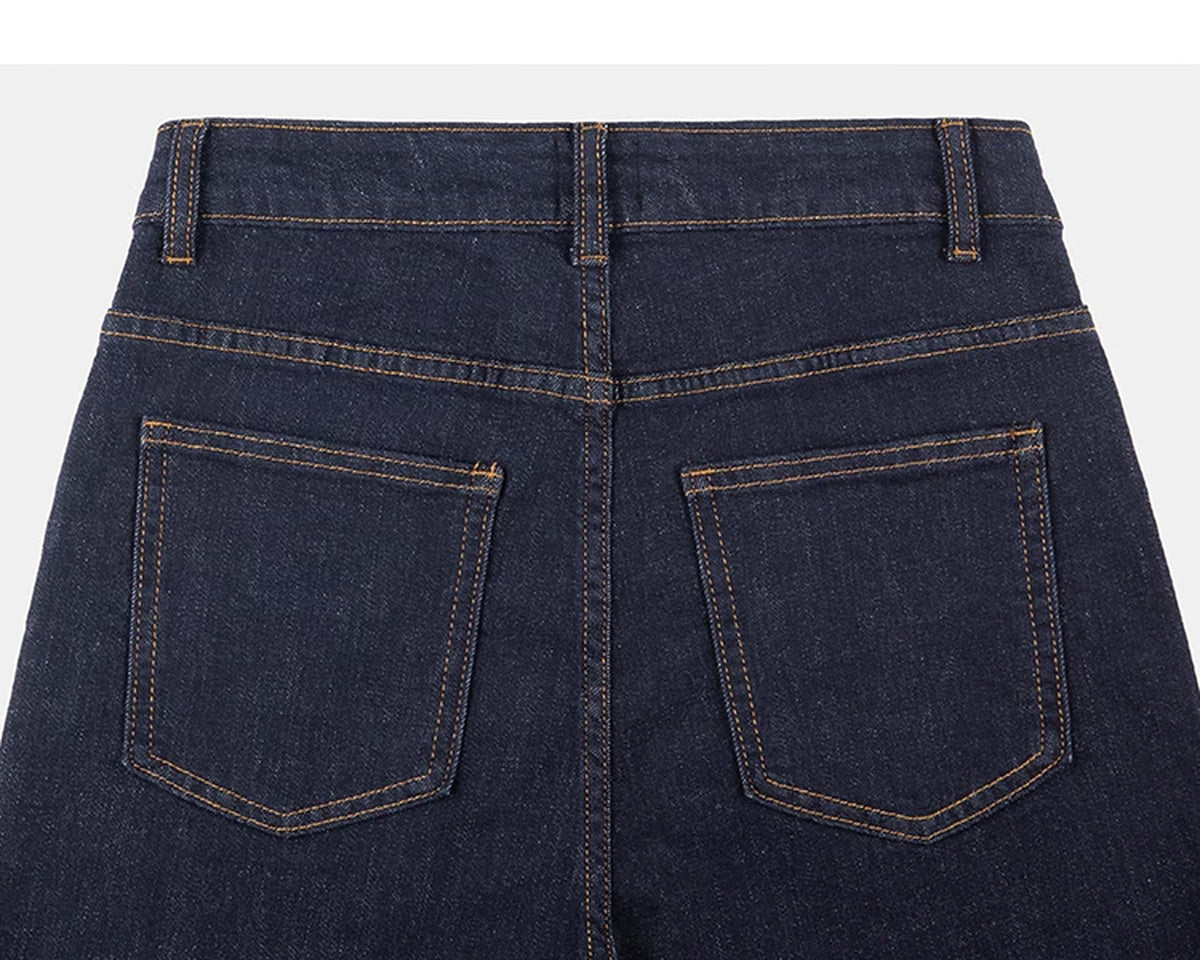 IDLT jeans, dark blue back waistband and pockets.