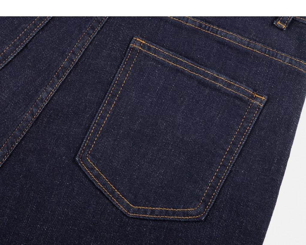 IDLT jeans, dark blue back pocket.