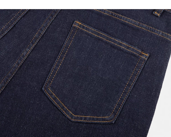 IDLT jeans, dark blue back pocket.