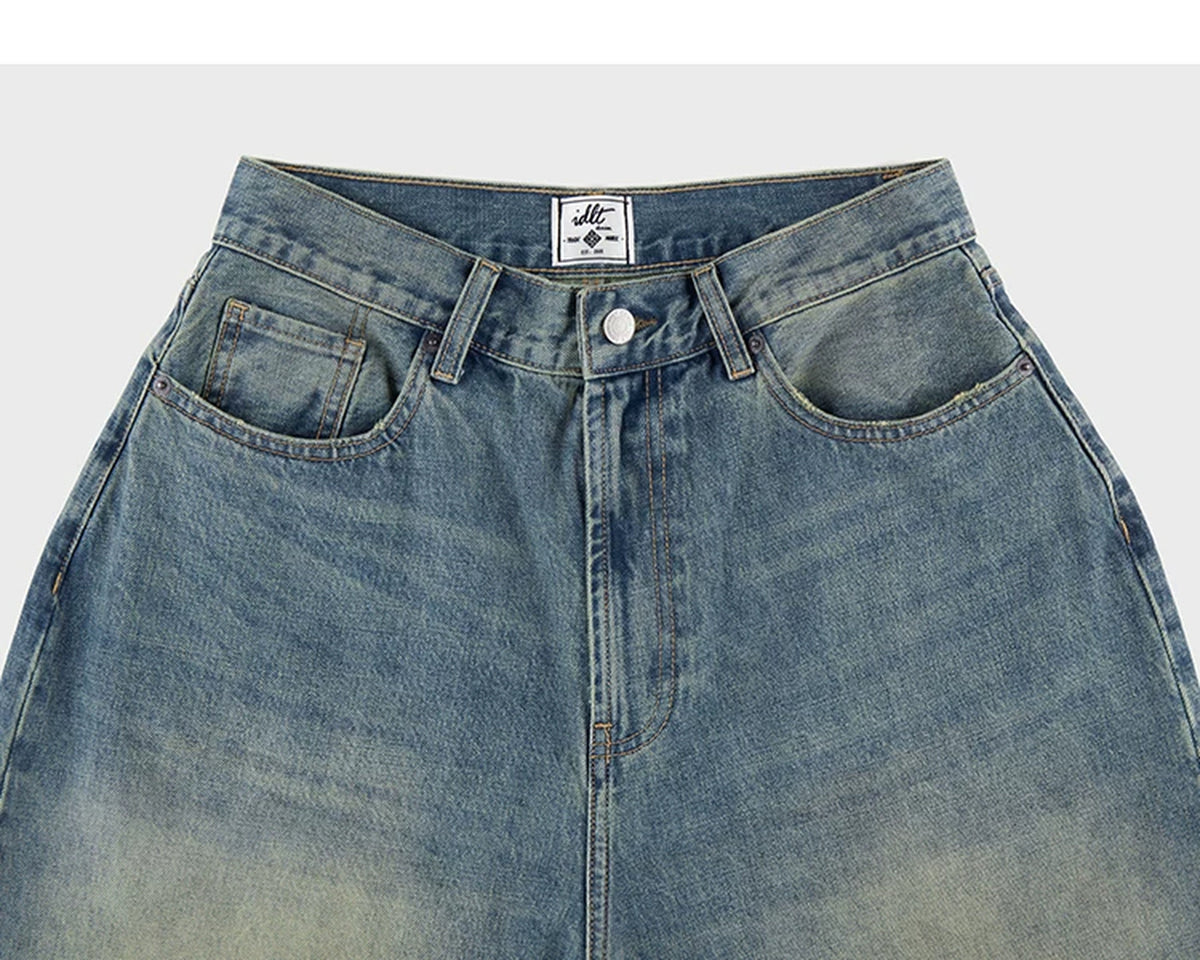 IDLT jeans, washed blue waistband and pockets.