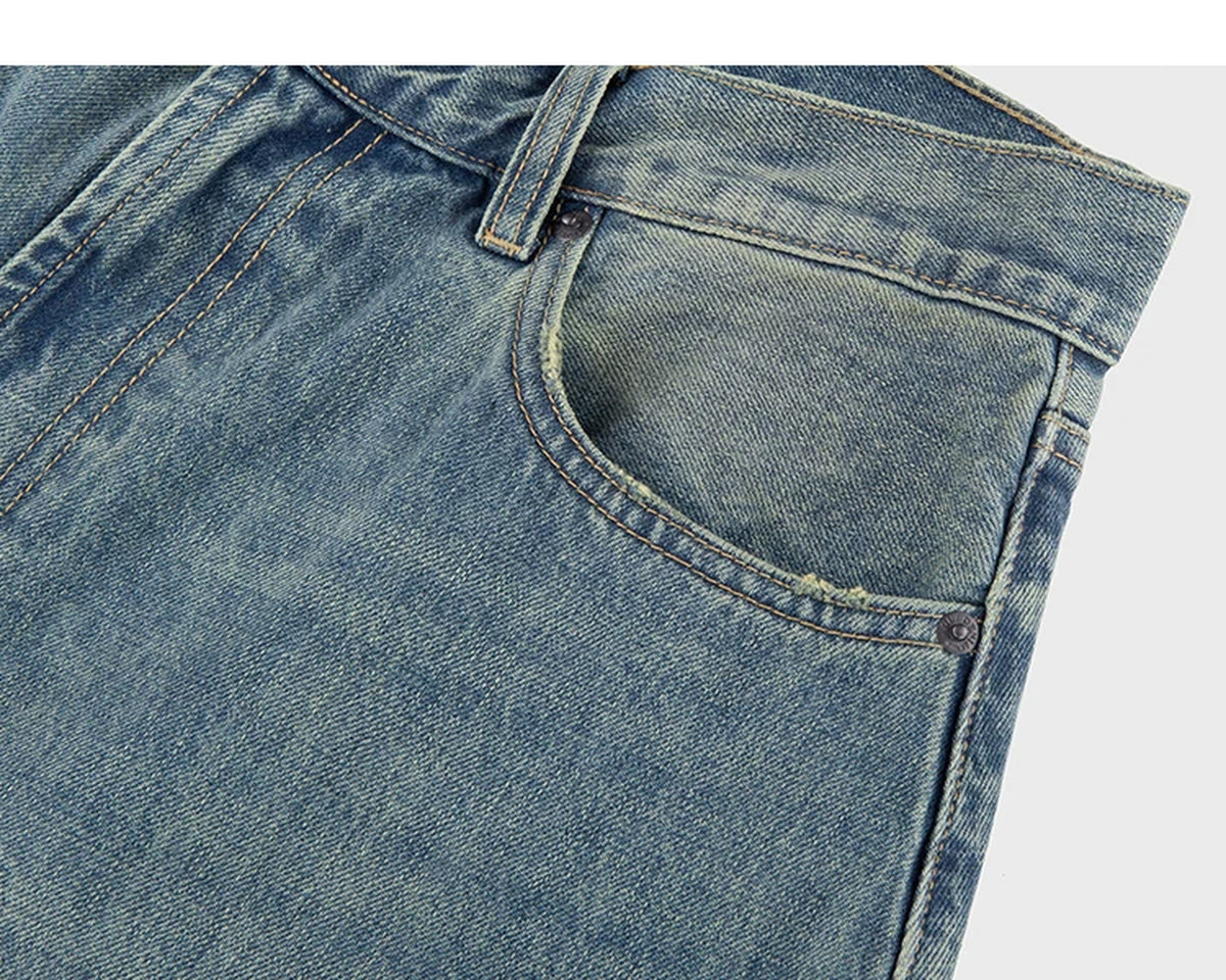 IDLT jeans, washed blue side pocket.