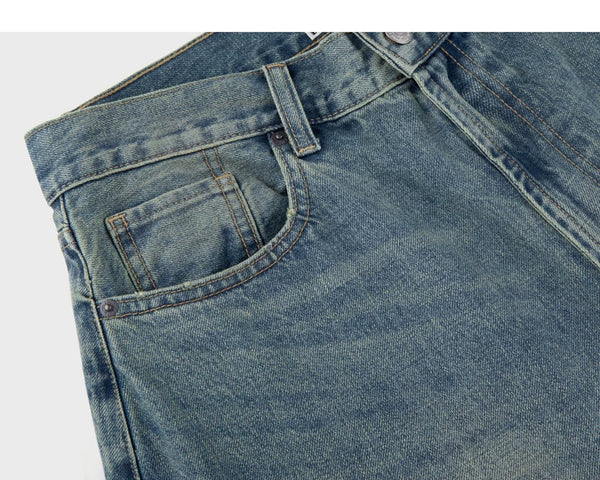 IDLT jeans, washed blue coin pocket.