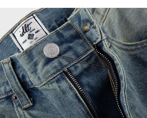 IDLT jeans, washed blue waist button.