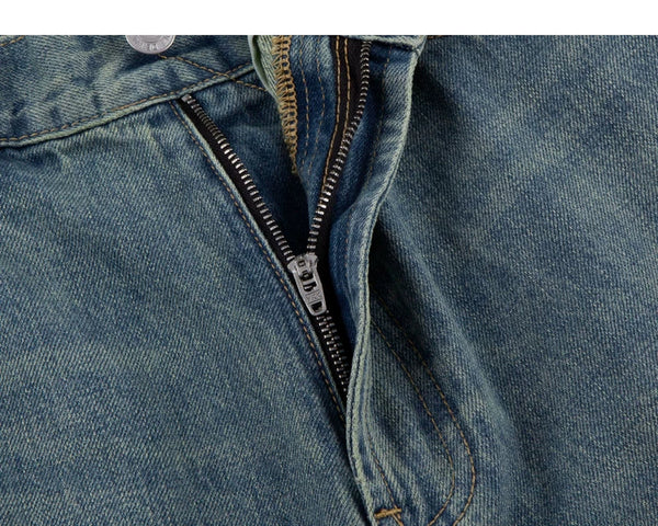 IDLT jeans, washed blue zip fly.