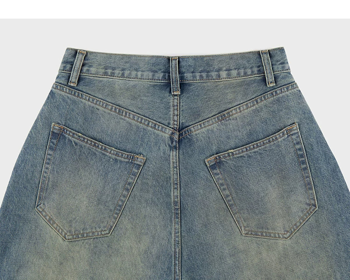 IDLT jeans, washed blue back waistband and pockets.