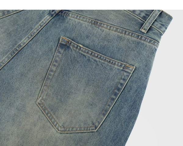 IDLT jeans, washed blue back pocket.