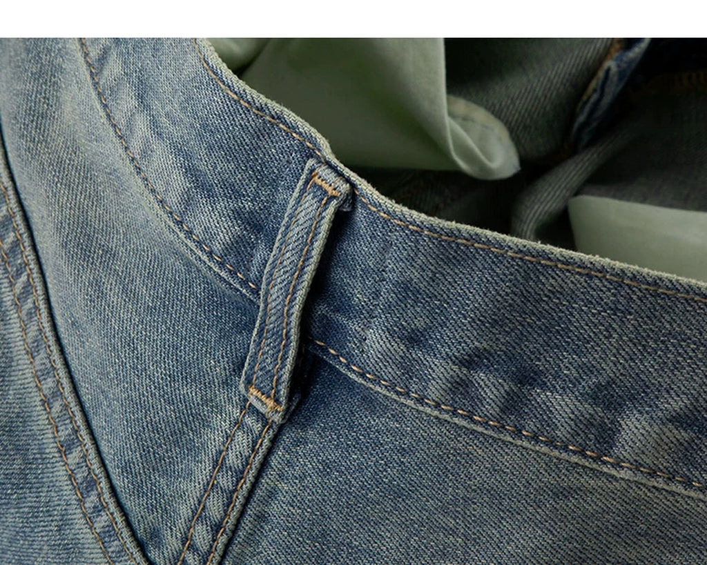 IDLT jeans, washed blue belt loop.