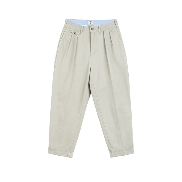 IDLT pleated trousers, beige front.