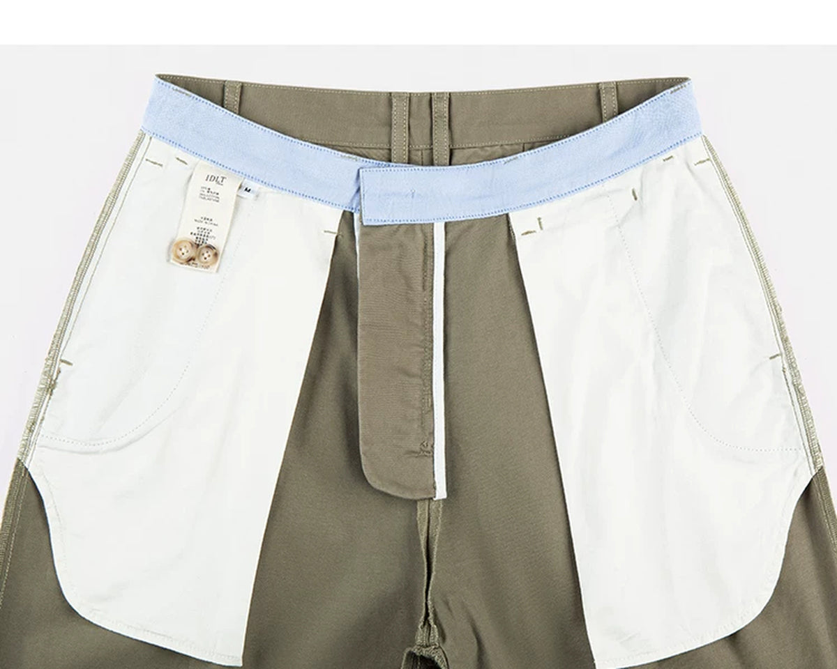 IDLT pleated trousers, khaki inner pockets.