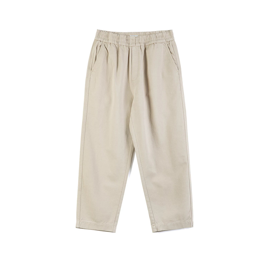 IDLT elastic waist trousers, beige front.