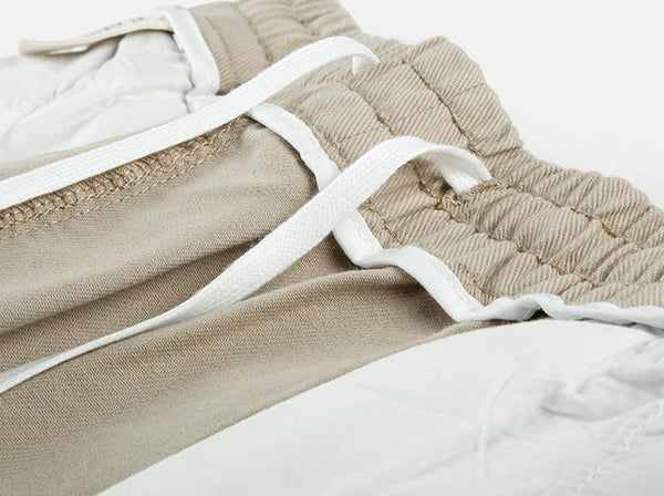 IDLT elastic waist trousers, beige inner drawstring.