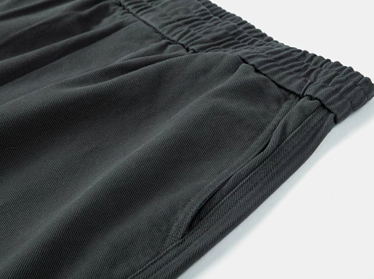 IDLT elastic waist trousers, dark gray side pocket.
