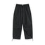 IDLT drawstring trousers, black front.