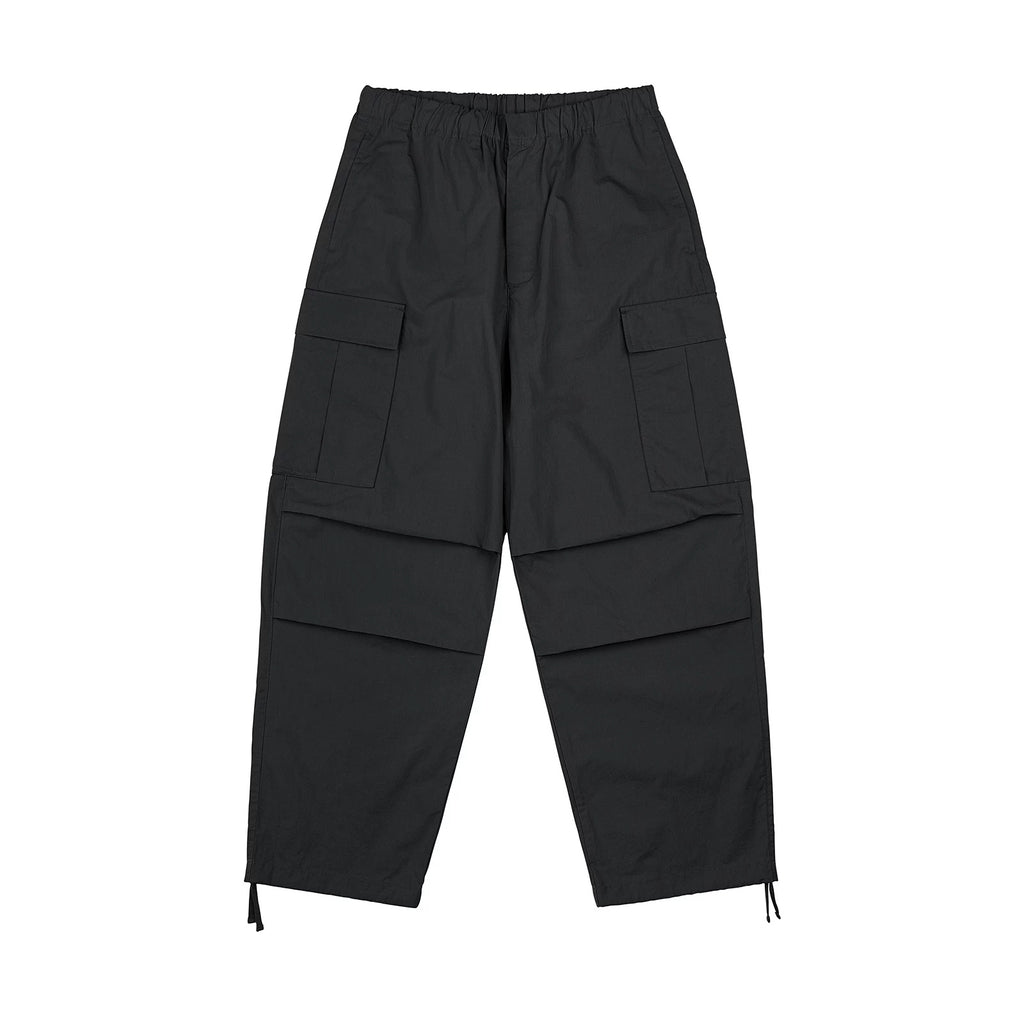 IDLT cargo pants, black front.