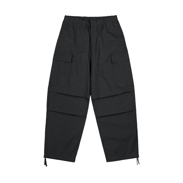 IDLT cargo pants, black front.
