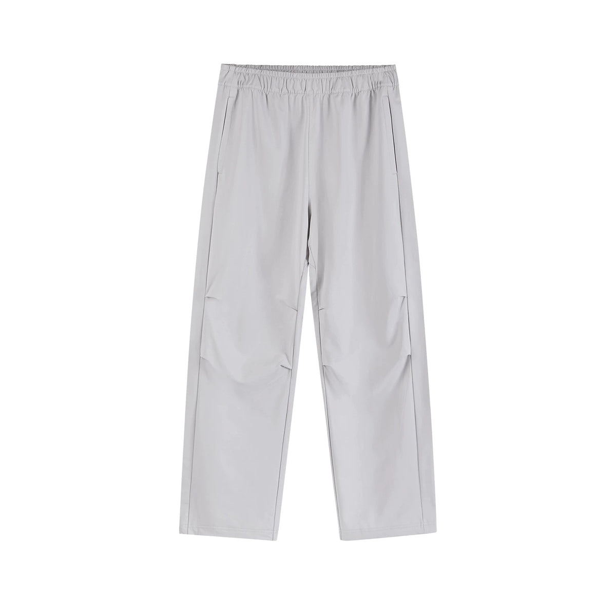 IDLT drawstring trousers, light gray front.
