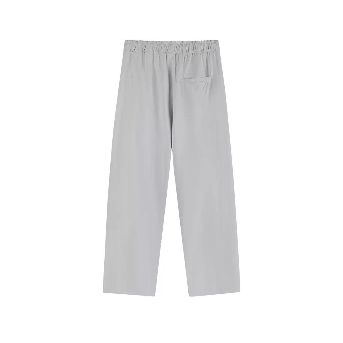 IDLT drawstring trousers, light gray back.