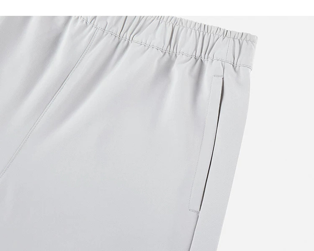 IDLT drawstring trousers, light gray side pocket.