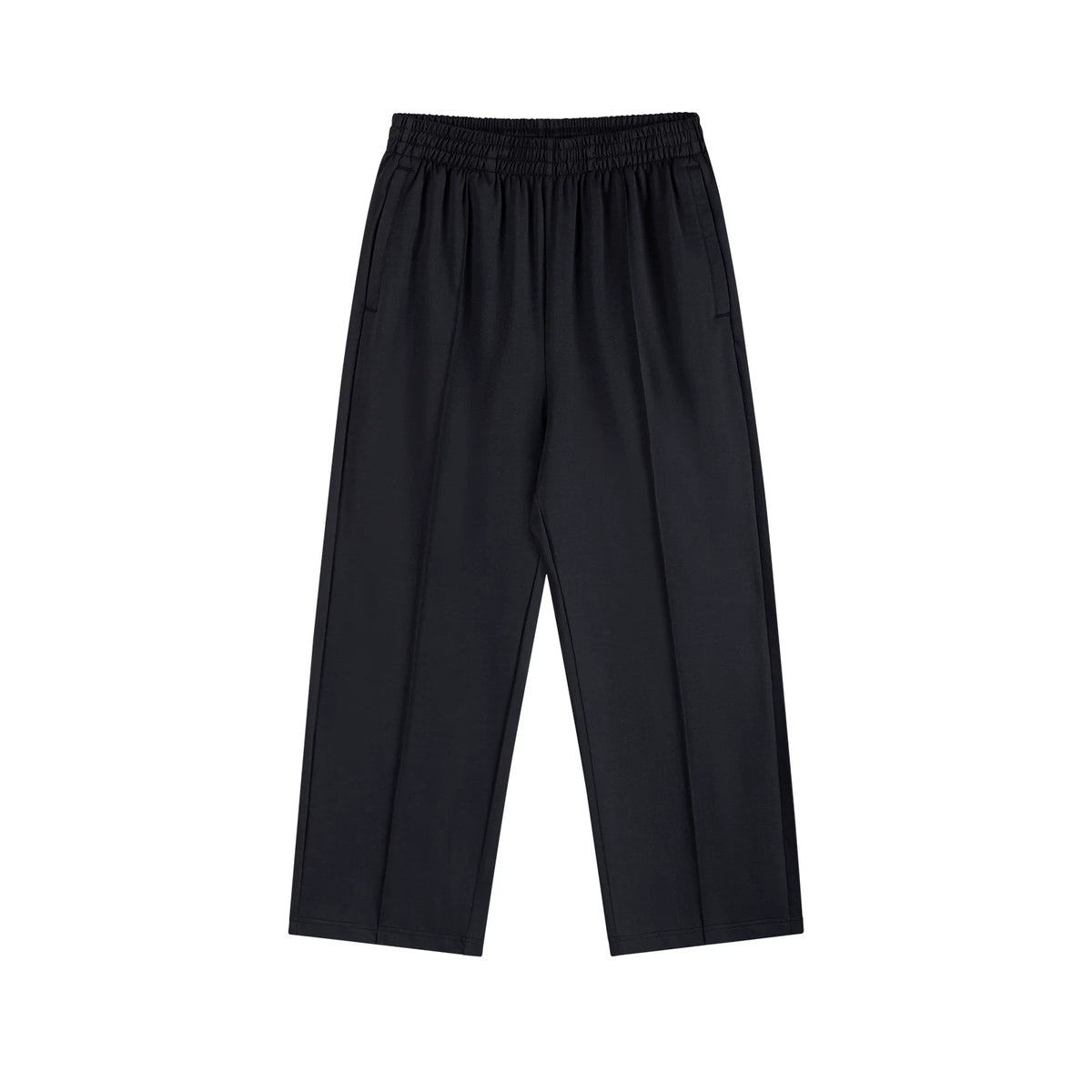 IDLT wide leg trousers, black front.