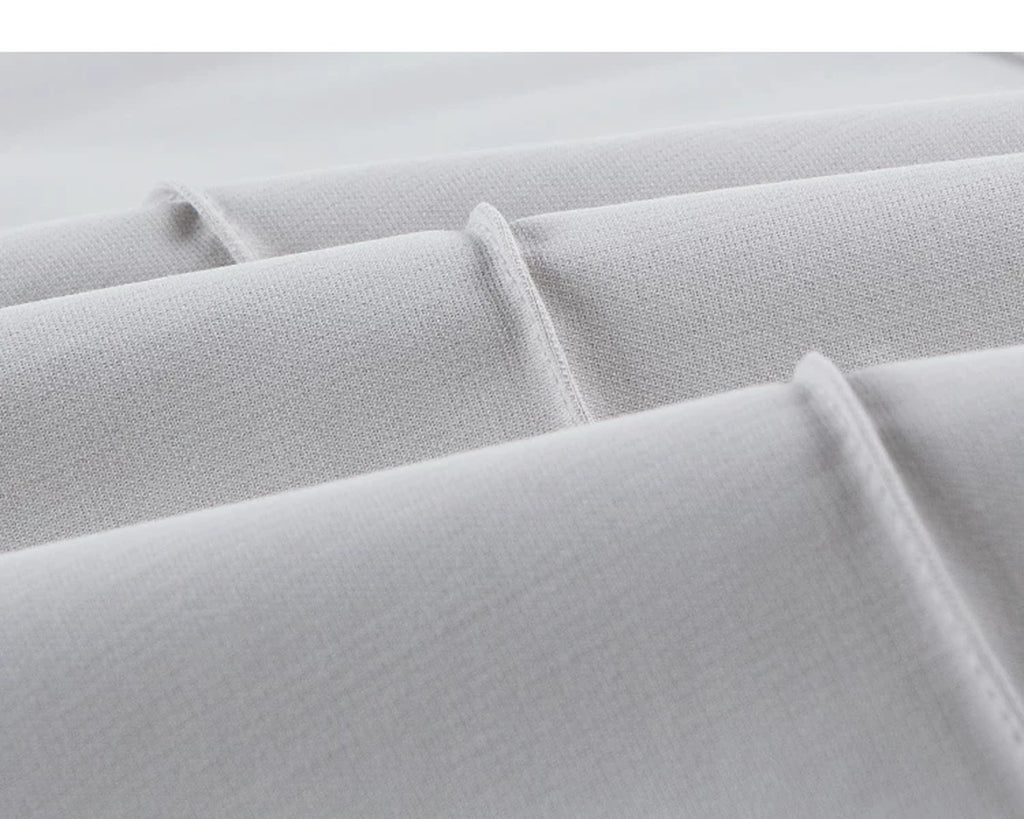 IDLT wide leg trousers, light gray fabric pleats.