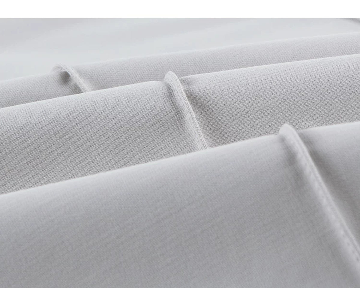 IDLT wide leg trousers, light gray fabric pleats.