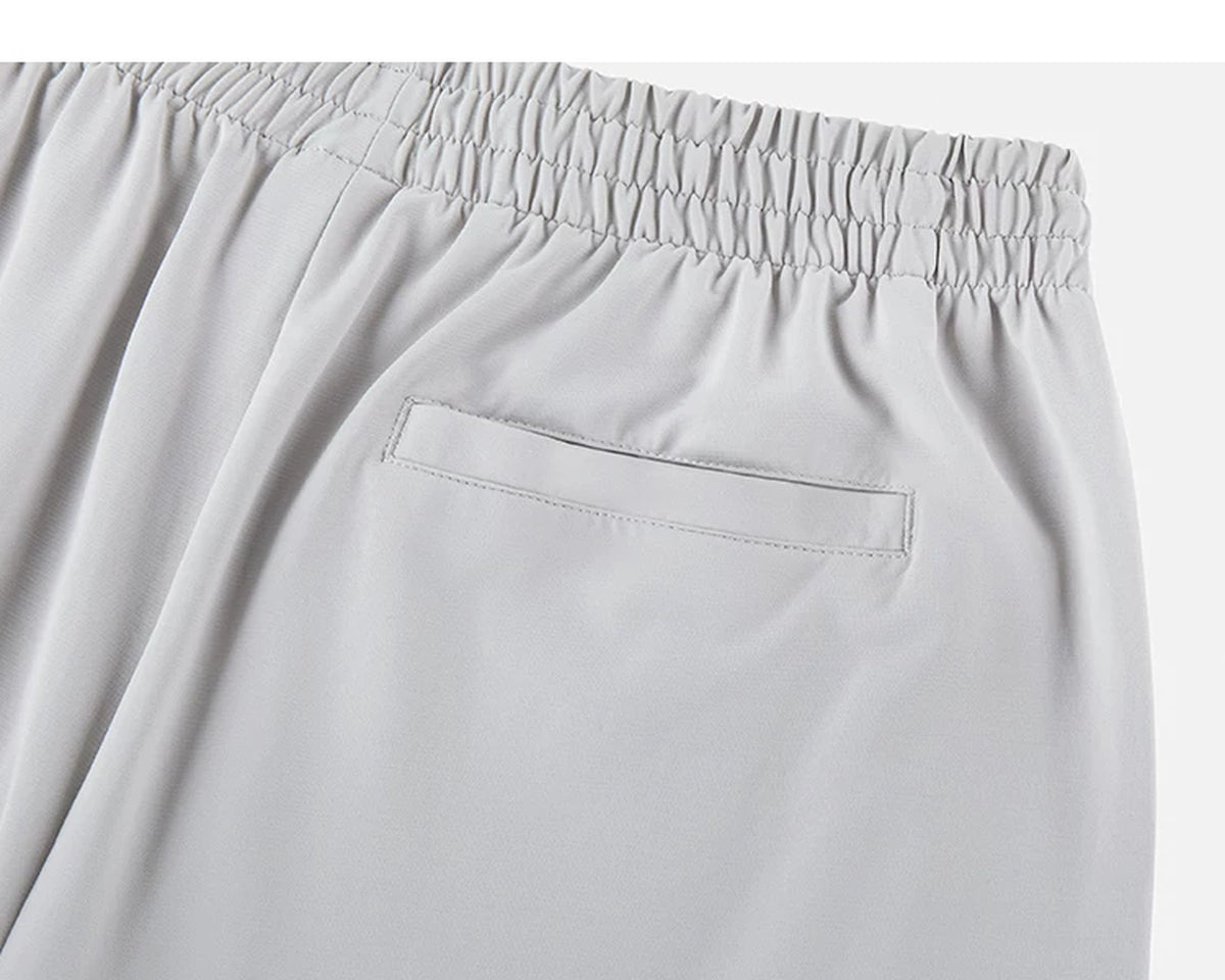 IDLT wide leg trousers, light gray back pocket.