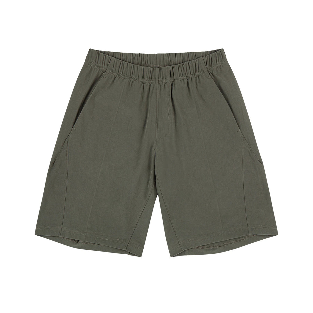 IDLT shorts, olive front.