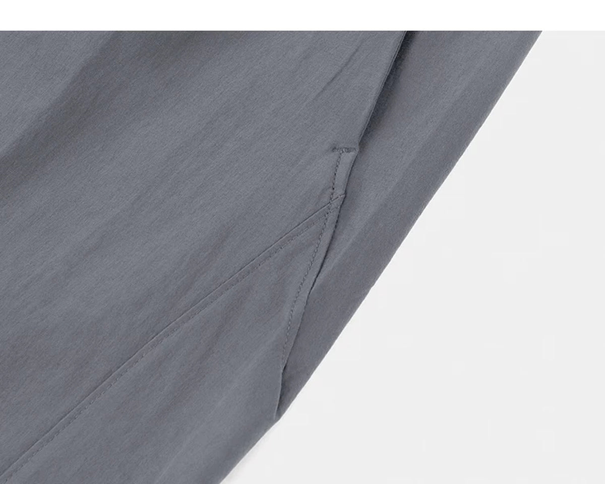 IDLT shorts, gray side seam.