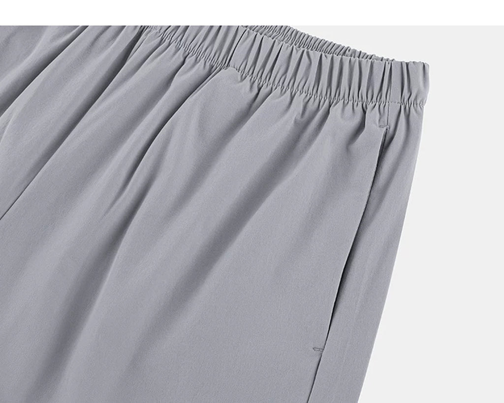 IDLT shorts, light gray side pocket.