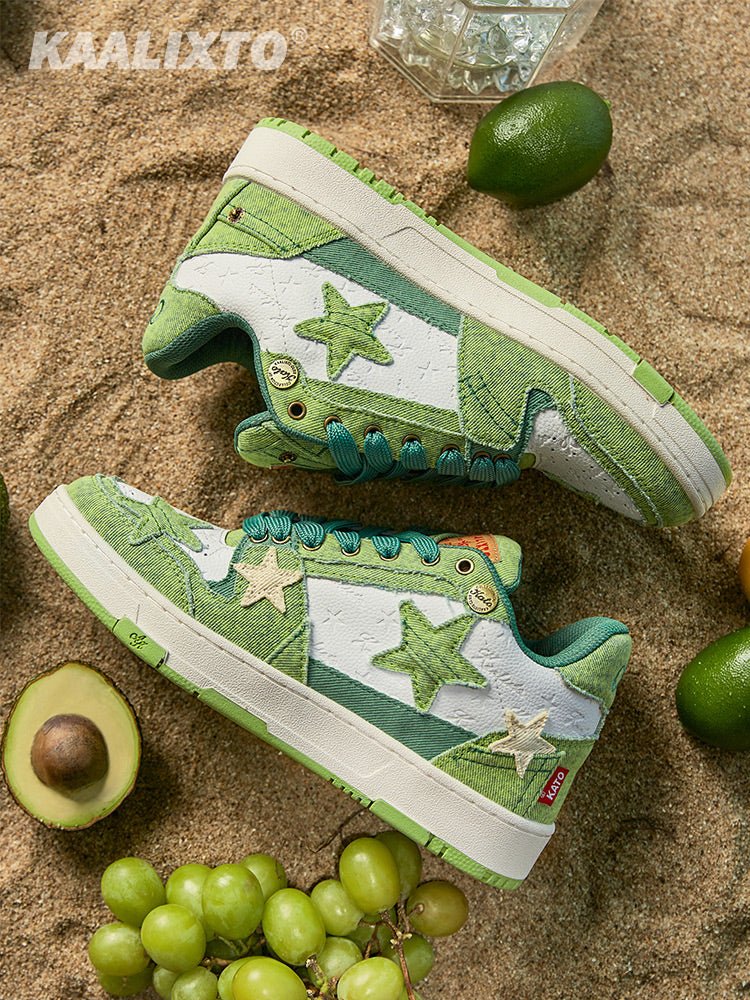 KAALIXTO Avocado Denim Star Sneakers - COPPING THREADS - KAALIXTO