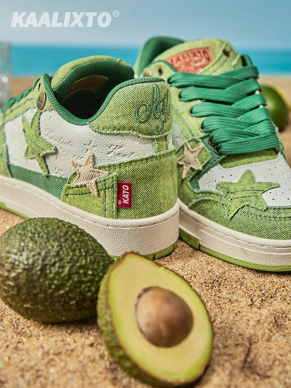KAALIXTO Avocado Denim Star Sneakers - COPPING THREADS - KAALIXTO