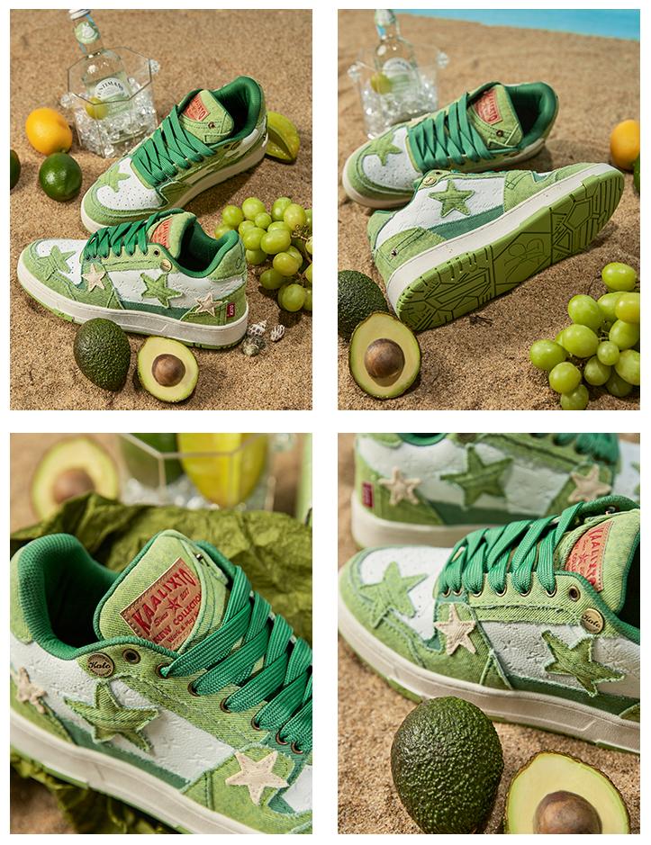 KAALIXTO Avocado Denim Star Sneakers - COPPING THREADS - KAALIXTO