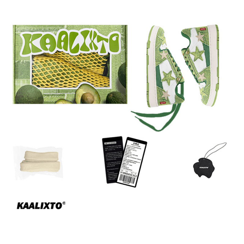 KAALIXTO Avocado Denim Star Sneakers - COPPING THREADS - KAALIXTO