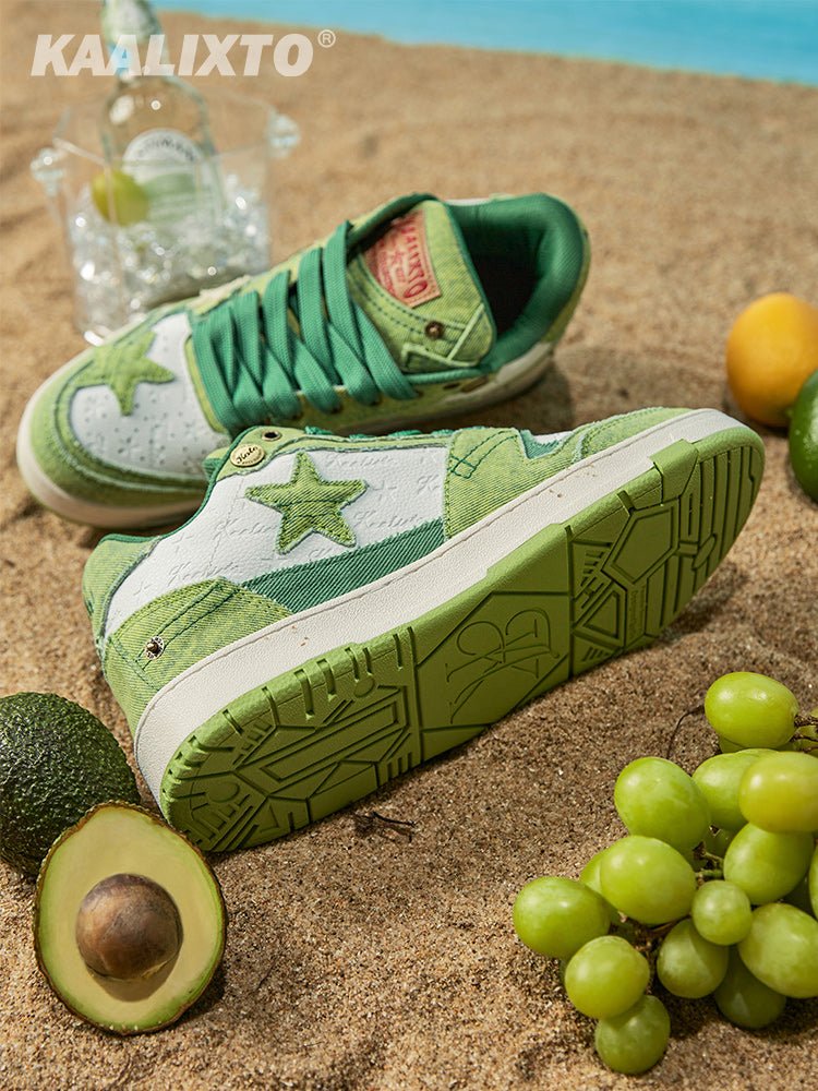 KAALIXTO Avocado Denim Star Sneakers - COPPING THREADS - KAALIXTO